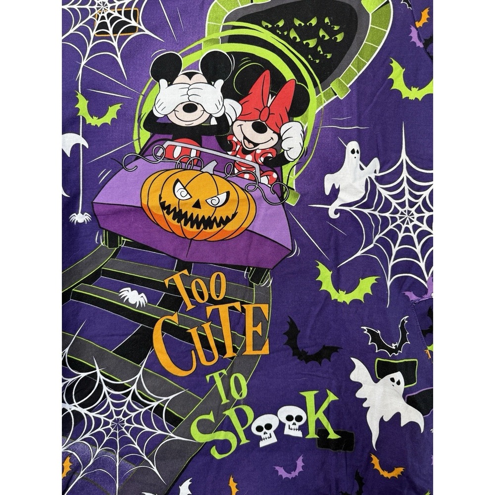 Disney Mickey Mouse Halloween Purple SIZE LARGE Nurse Scrub Top Uniform - Picture 2 of 6